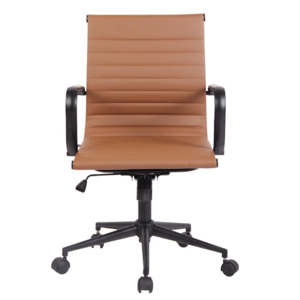 Cadeira Giratória Baixa Office Sevilha Esteirinha Rivatti Pu Marrom Caramelo Aço Preto Base Rodízio - 3