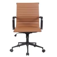 Cadeira Giratória Baixa Office Sevilha Esteirinha Rivatti Pu Marrom Caramelo Aço Preto Base Rodízio - 3