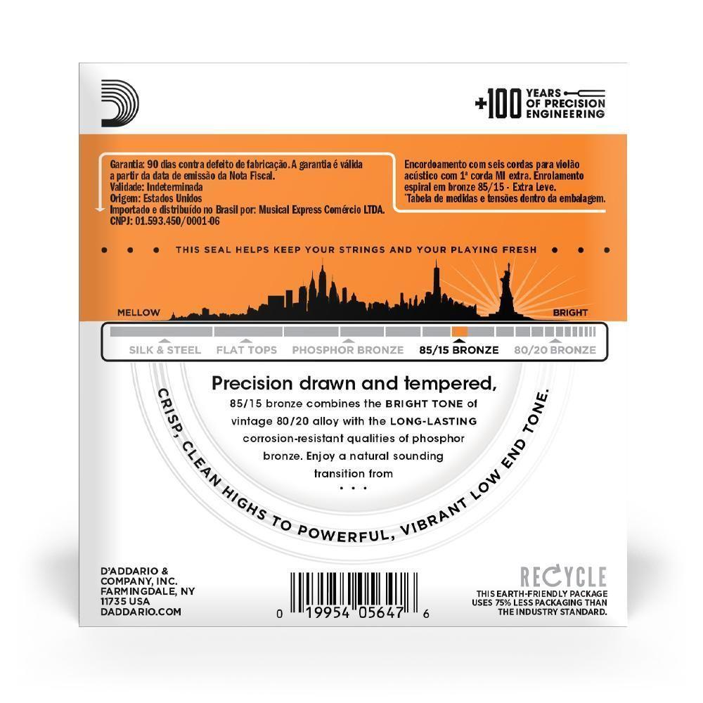 Encordoamento Violão Aço 10-50 Corda Extra D Addario Ez900-b [f035] - 2