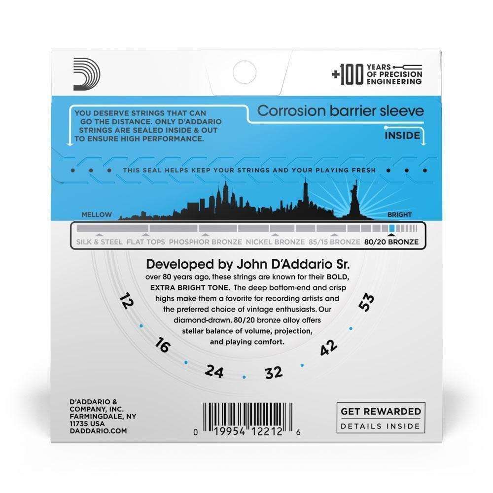 Encordoamento Violão Aço 12-53 D Addario 80-20 Bronze Ej11 [f035] - 2