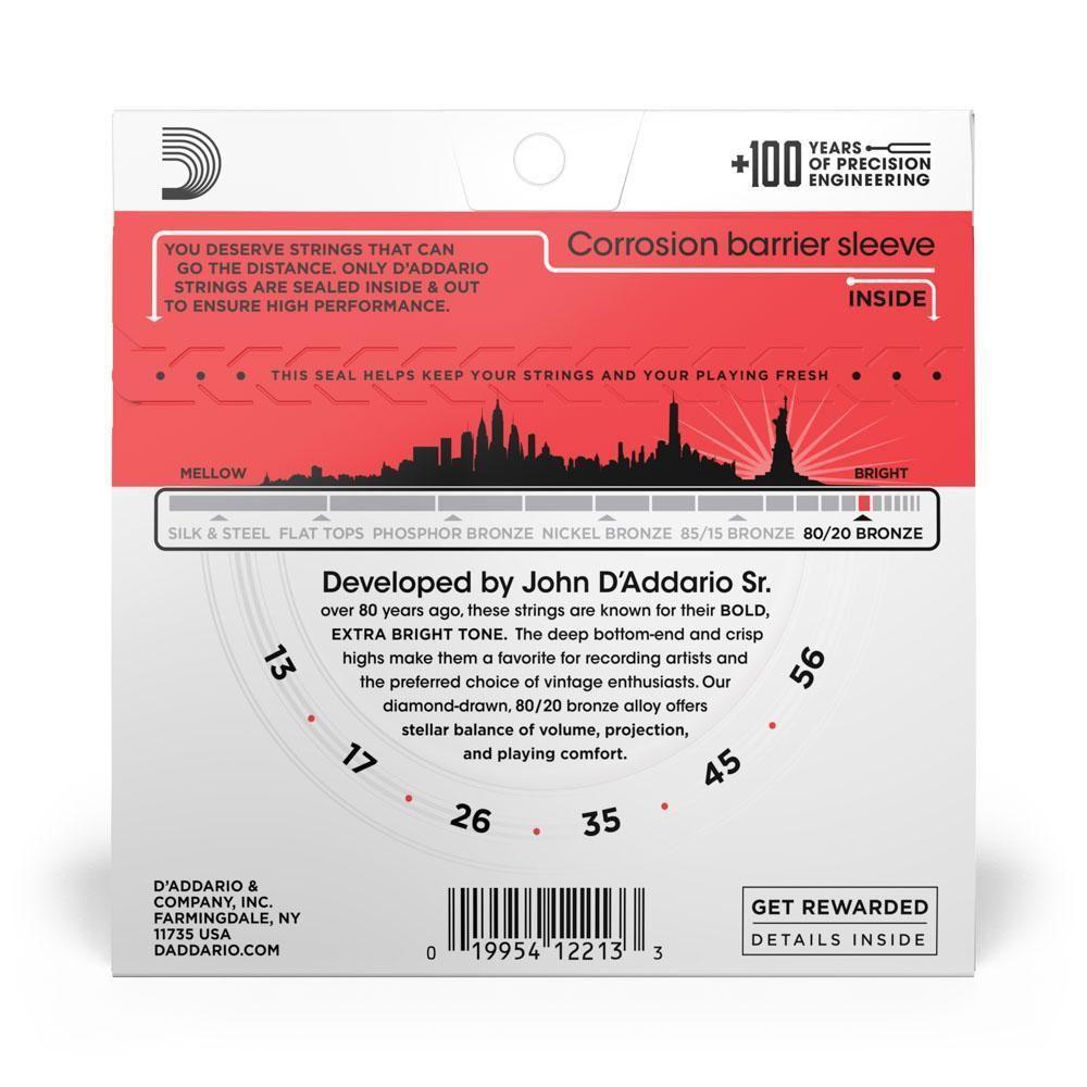 Encordoamento Violão Aço 13-56 D Addario 80-20 Bronze Ej12 [f035] - 3