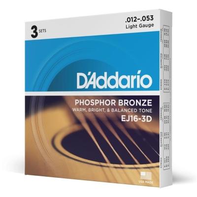 Encordoamento Violão Aço 12-53 (3 Jogos) D Addario Ej16-3d [f035]
