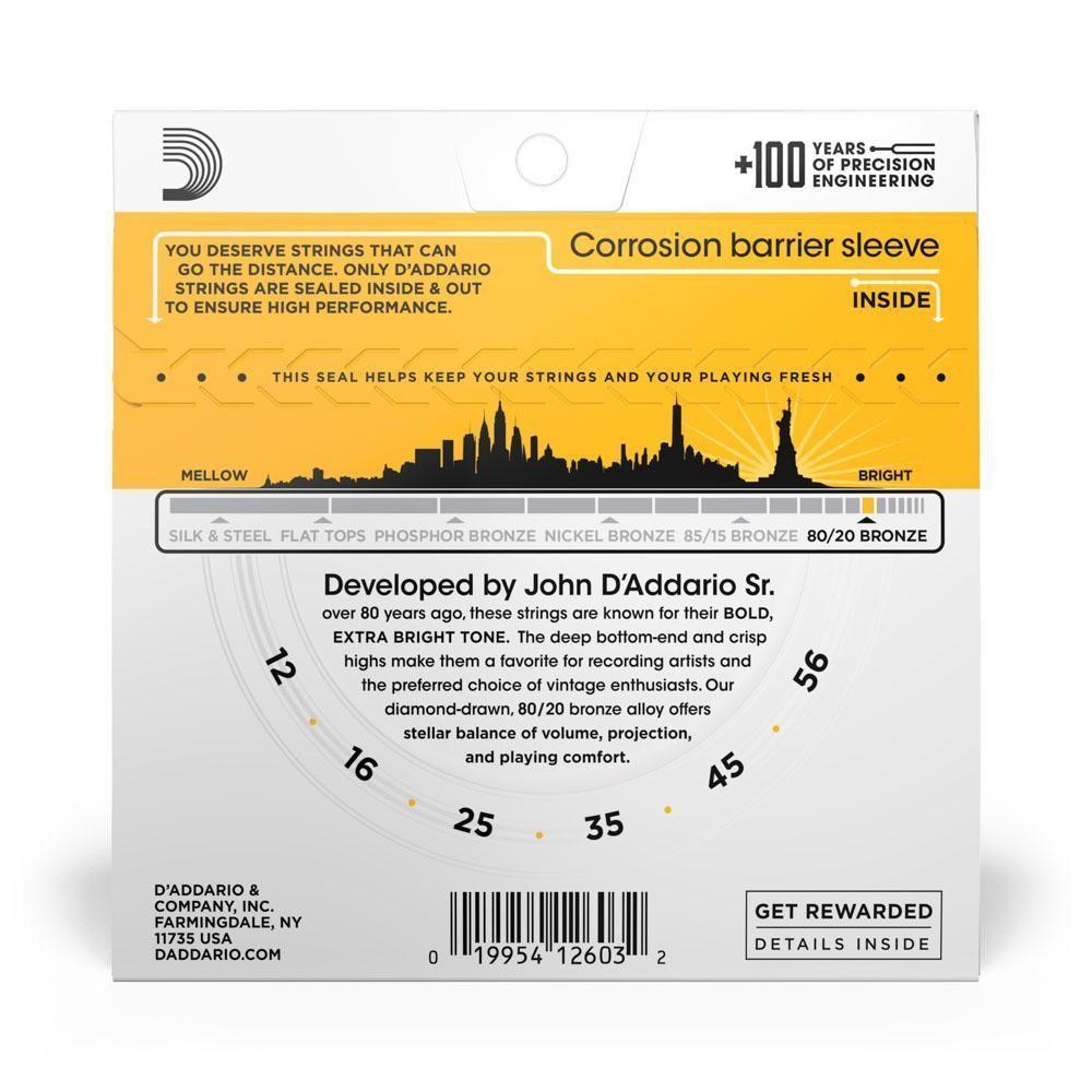 Encordoamento Violão Aço 12-56 D Addario 80-20 Bronze Ej14 [f035] - 3