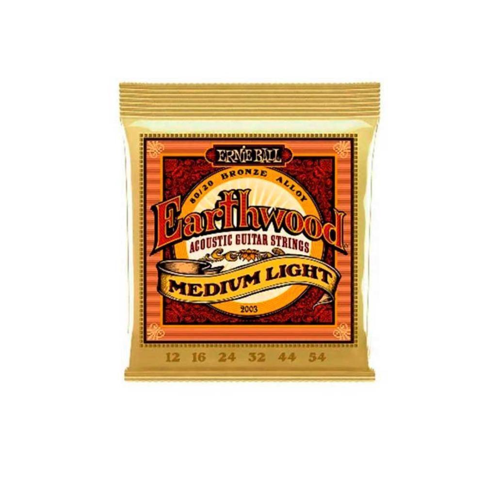 Encordoamento P-violão Aço Earthwood Media Leve 80-20 Bronze Ernie Ball 012"-054" P02003 [f108] - 1