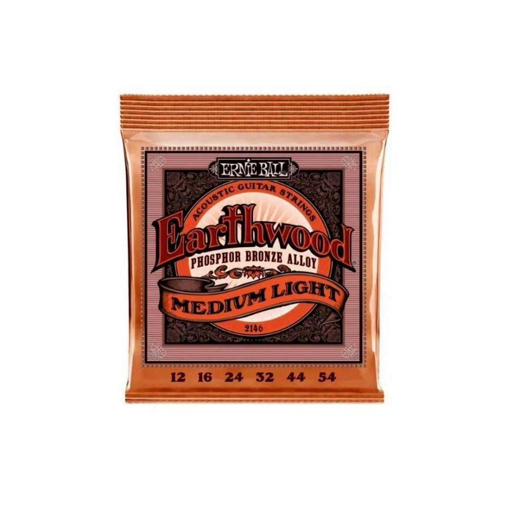 Encordoamento P-violão Aço Earthwood Media Leve Phosphor Bronze Ernie Ball 012"-054" P02146 [f108] - 1