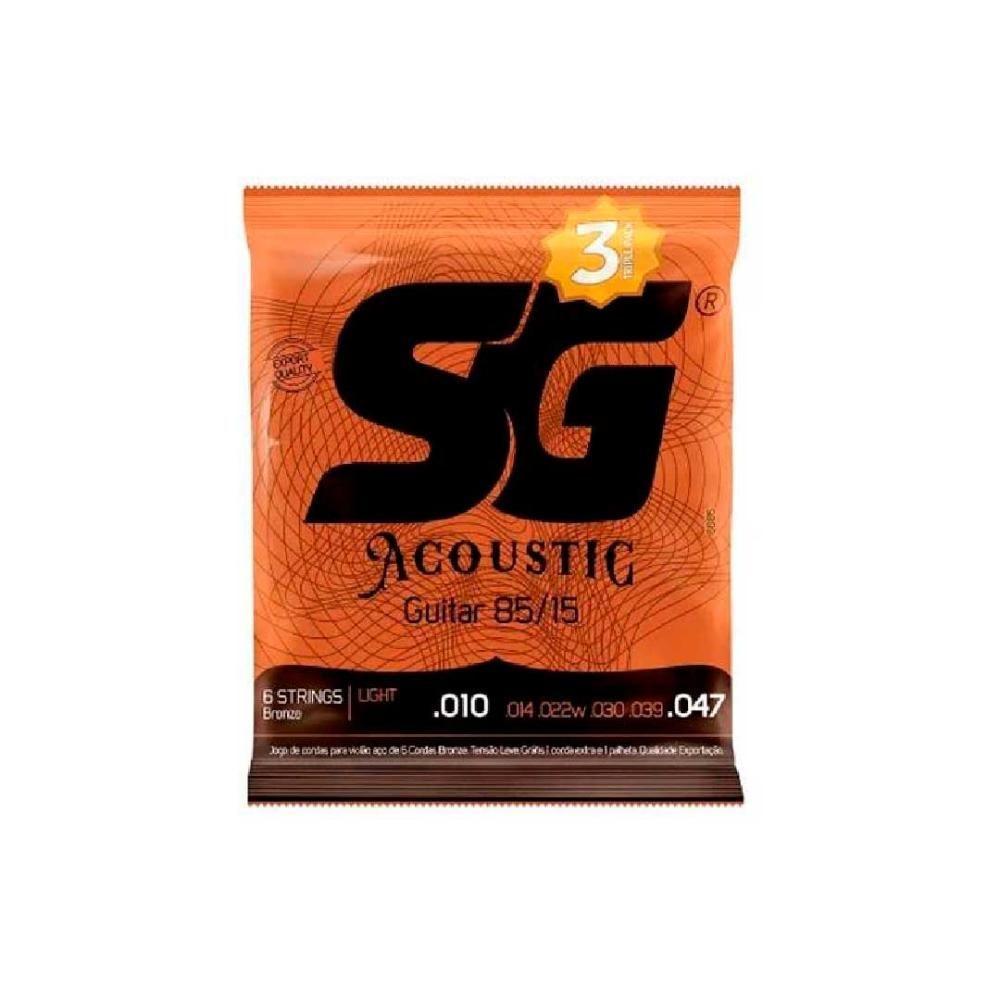 Encordoamento P-violão Aço Bronze 85-15 Pct-3 Sg 0.010 - 0.047 - Pç - 3 [f108] - 1