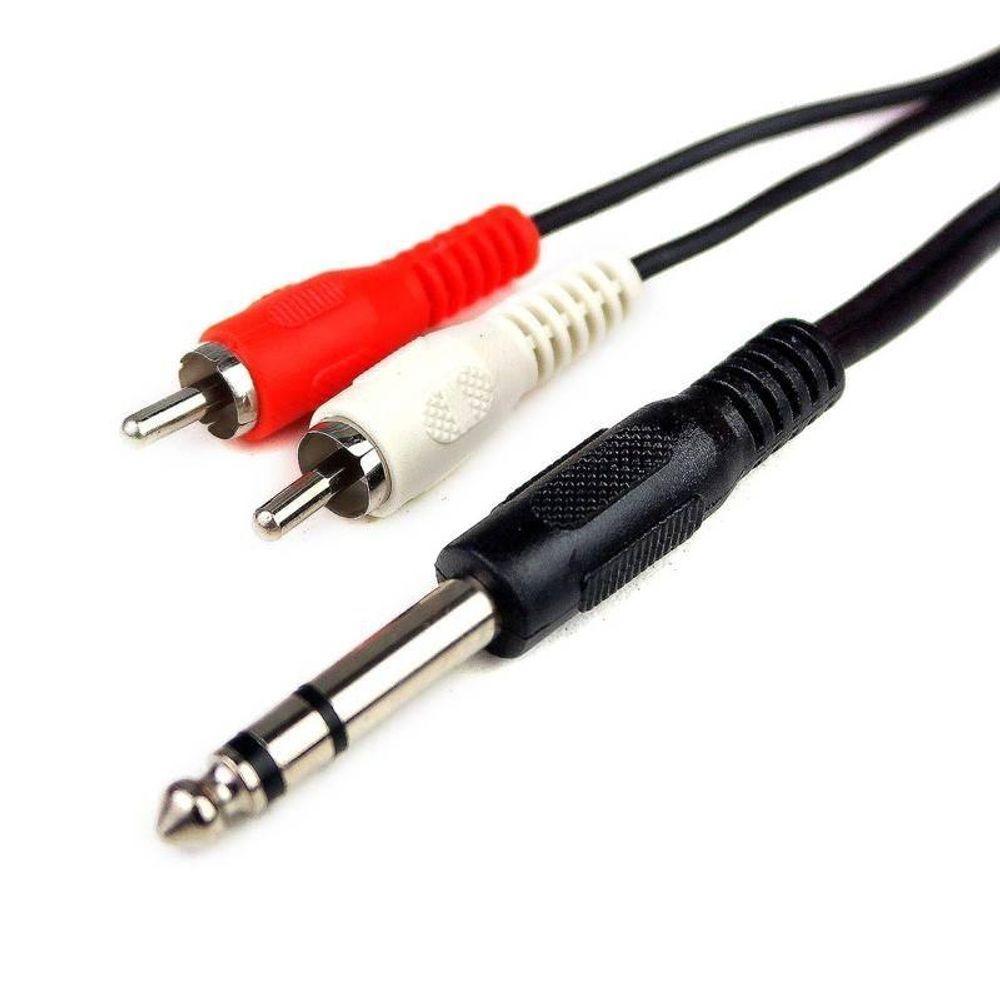Cabo P10 6,35mm Estéreo X 2 Rca 2m Niquel [f108] - 1