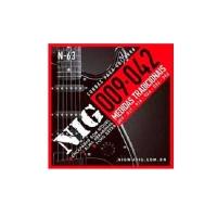 Encordoamento Guitarra. 009-.042 Tradicional - 1ª Mi Extra + Palheta Nig - N63 [f108] - 1