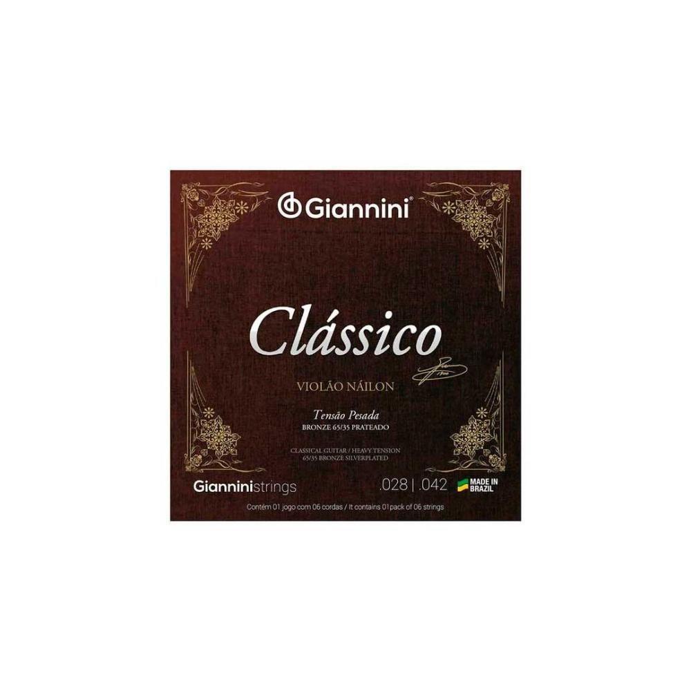 Encordoamento Giannini Clássico P-violão Nylon 65-35 Prateado Alta Genwpa [f108] - 1