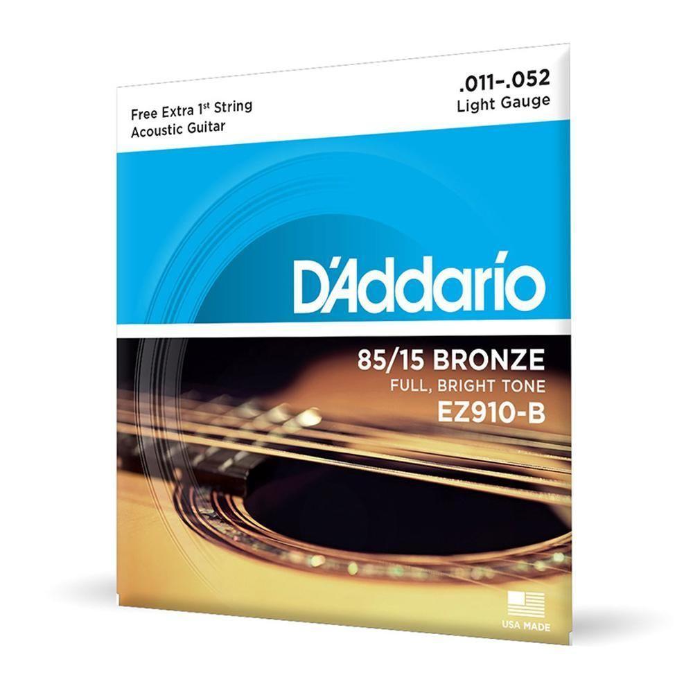 Encordoamento Violão Aço 11-52 Corda Extra D Addario Ez910-b [f035] - 1