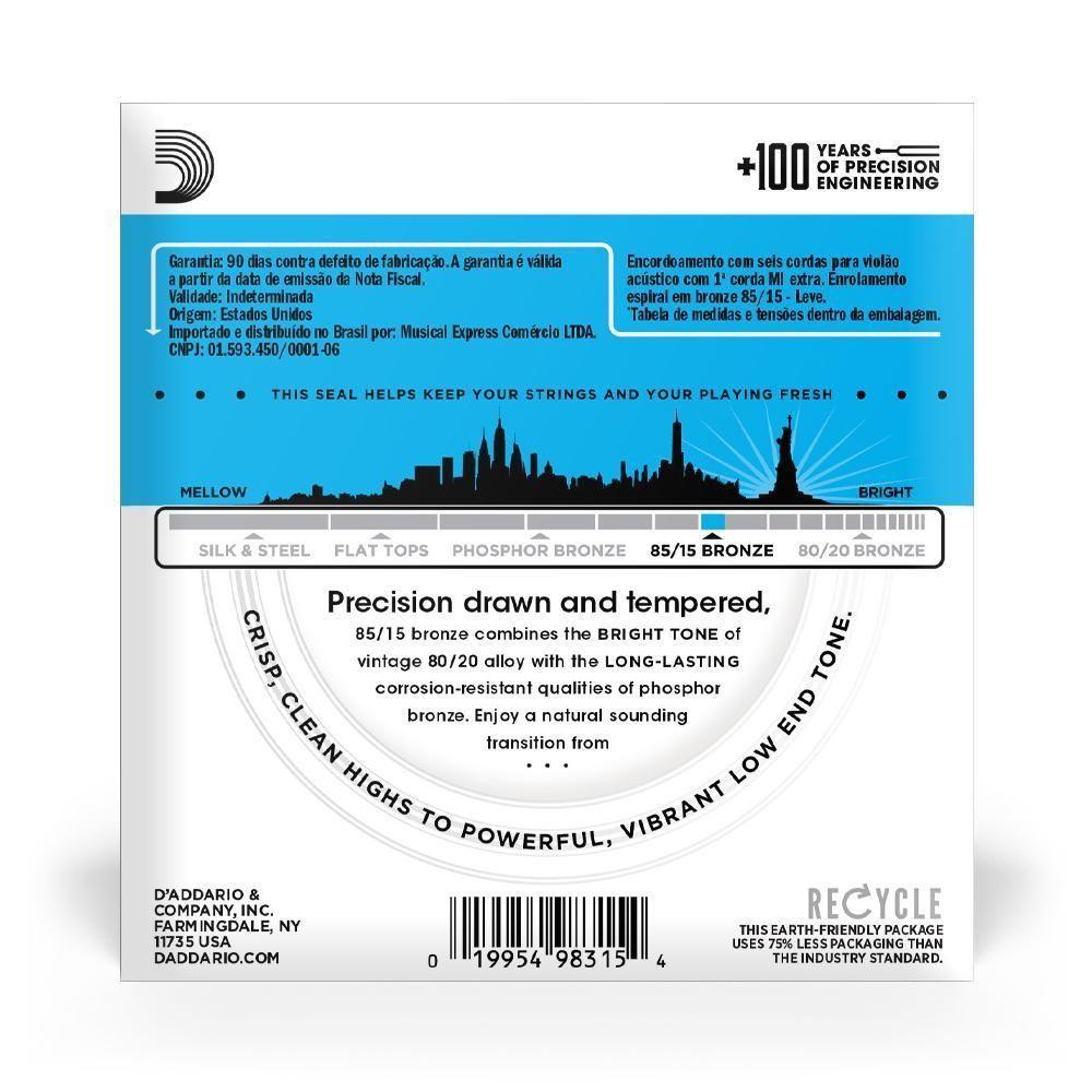 Encordoamento Violão Aço 11-52 Corda Extra D Addario Ez910-b [f035] - 2