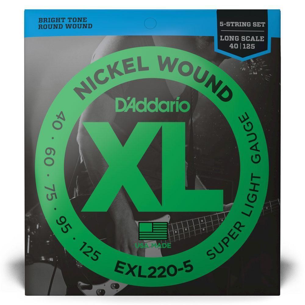 Encordoamento Baixo 5c 40-125 D Addario Xl Nickel Exl220-5 [f035] - 5