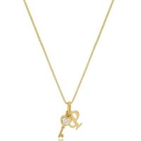 Colar Personalizado Chave Com Detalhes Em Zircônia E Inicial [f027] - 1