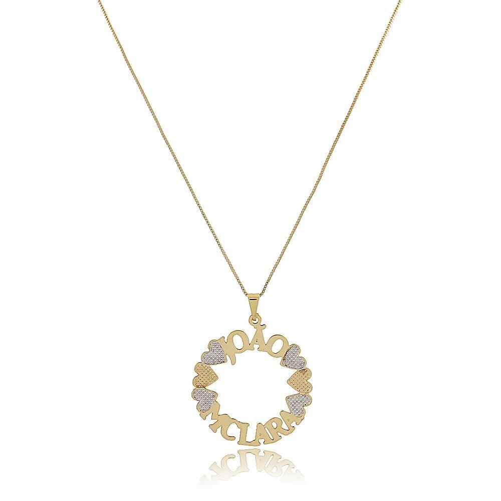 Colar Personalizado De Mandala Com Nomes De Filhos Folheado Em Ouro 18k [f027] - 1