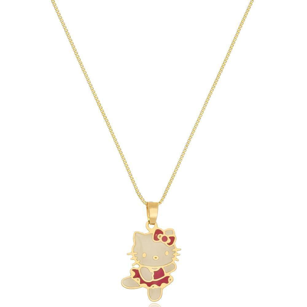 Colar Personalizado Hello Kitty Folheado Em Ouro 18k [f027] - 1