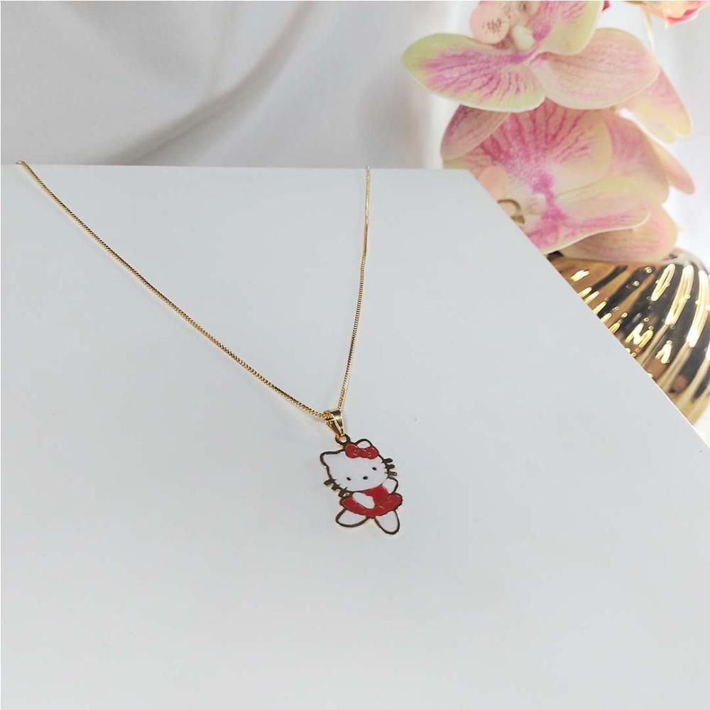 Colar Personalizado Hello Kitty Folheado Em Ouro 18k [f027] - 3