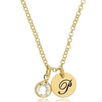 Colar Personalizado Com Chapa Inicial Pingente Em Zircônia [f027] - 1