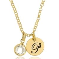 Colar Personalizado Com Chapa Inicial Pingente Em Zircônia [f027] - 3