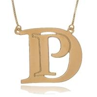 Colar Personalizado Iniciais Sobrepostas Folheado Em Ouro 18k [f027] - 3