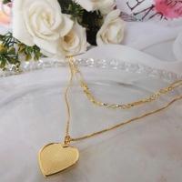 Colar Duplo Folheado Em Ouro 18k Com Coração [f027] - 3