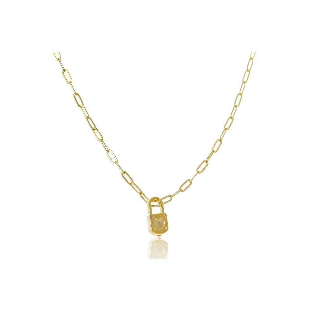 Colar Corrente Cartier Pingente Cadeado Folheado Ouro 18k [f027] - 1