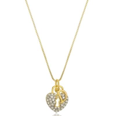 Colar Personalizado Coração Cadeado De Zircônia E Inicial [f027]