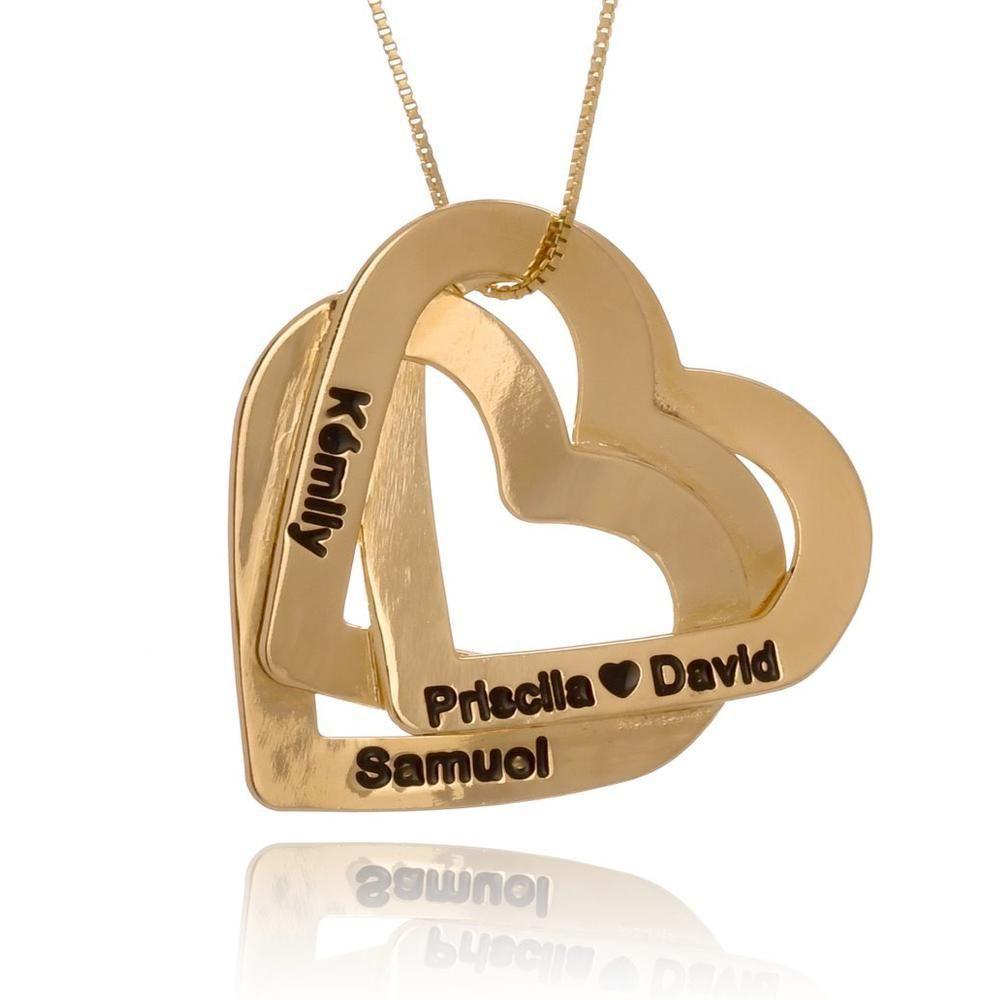 Colar Personalizado Coração Entrelaçados Com Nomes [f027] - 3