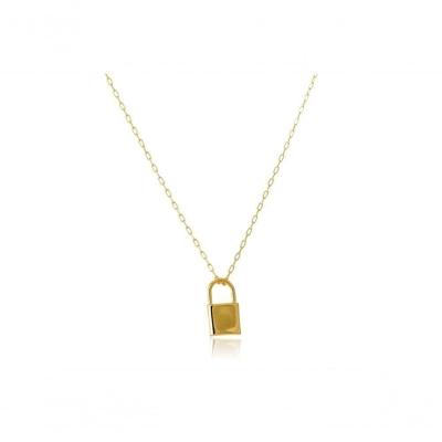 Colar Corrente Cartie Com Pingente De Cadeado Folheado Em Ouro 18k [f027]