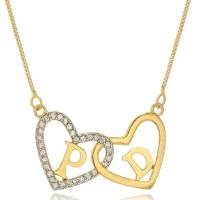 Colar Personalizado Corações Com Detalhes Em Zircônia E Inicial [f027] - 1