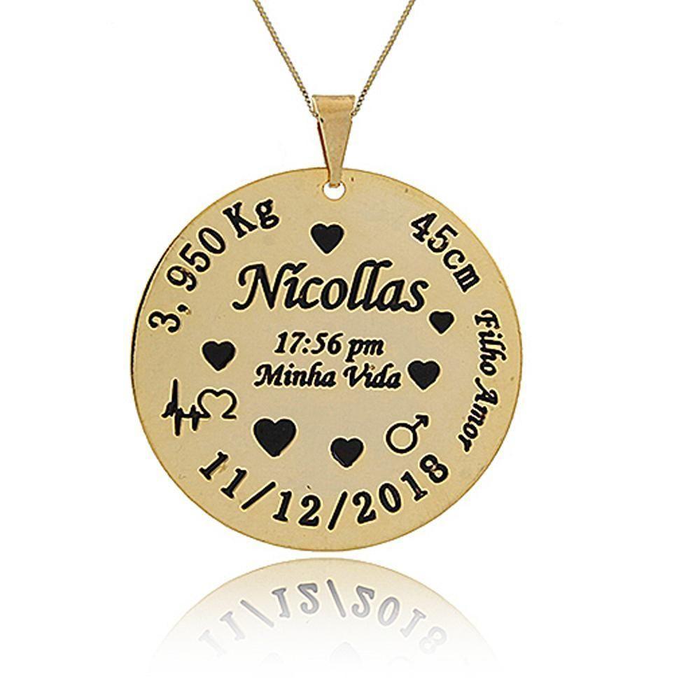 Colar Personalizado Dados Completos Nascimento [f027] - 2