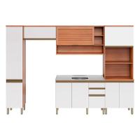 Cozinha Modulada Telasul Thela Macadâmia Thela Macadâmia 5 Peças (2Aéreos+1Balcão+2Paneleiros CZC17 Freijo/Branco-Telasul - 8