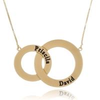 Colar Personalizado Círculos Entrelaçados Com Nomes Folheado Em Ouro 18k [f027] - 3