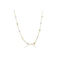 Colar Folheado Em Ouro 18k Com Pérolas De Coração [f027] - 1