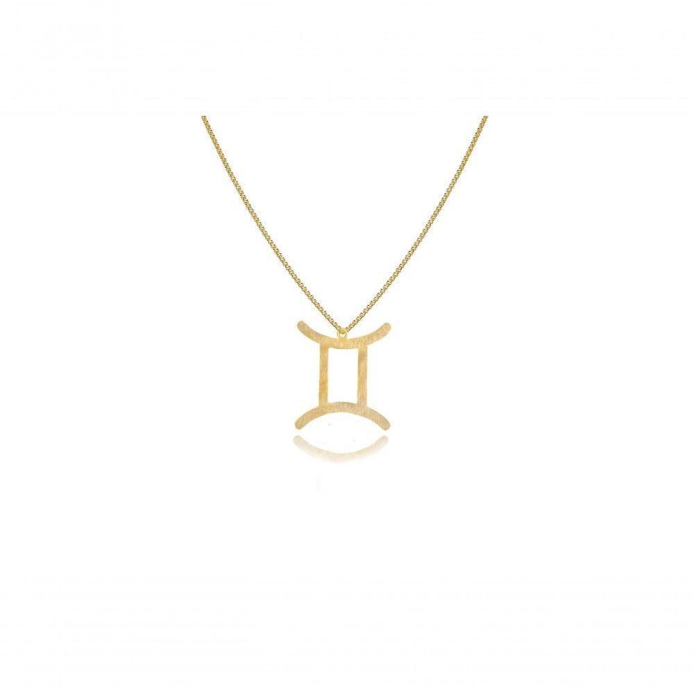 Colar Personalizado Signo De Gêmeos Folheado Em Ouro 18k [f027] - 1