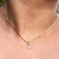 Colar Pingente Ponto De Luz Folheado A Ouro 18k [f027] - 2