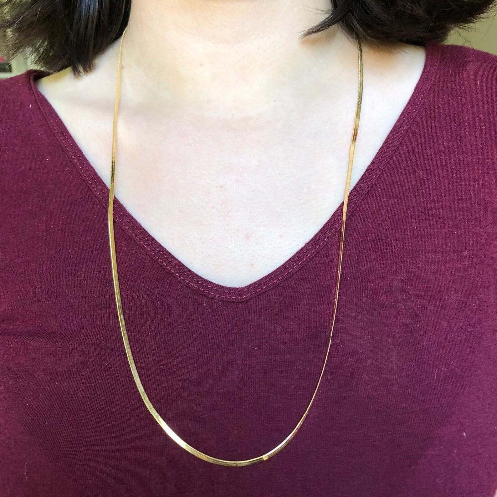 Colar Com Corrente Fita Folheado Em Ouro 18k [f027] - 2