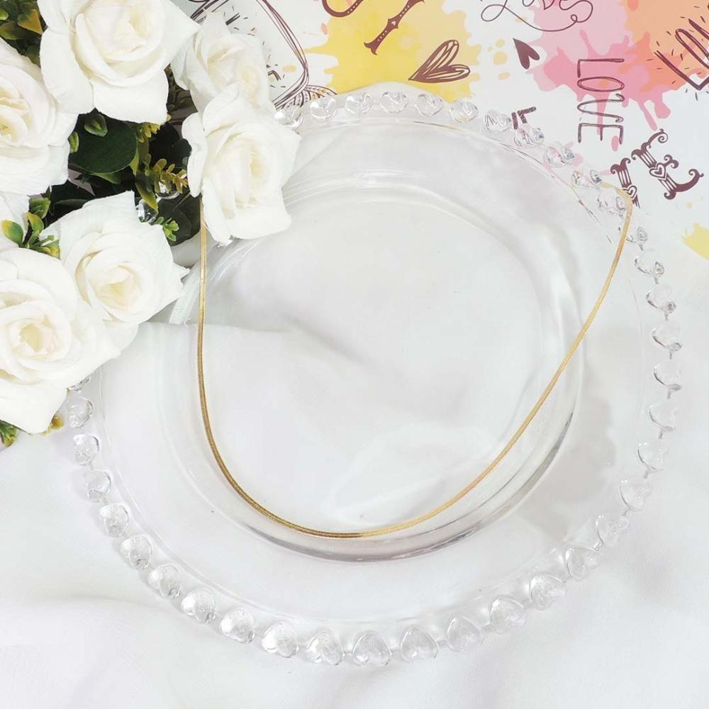 Colar Com Corrente Fita Folheado Em Ouro 18k [f027] - 3