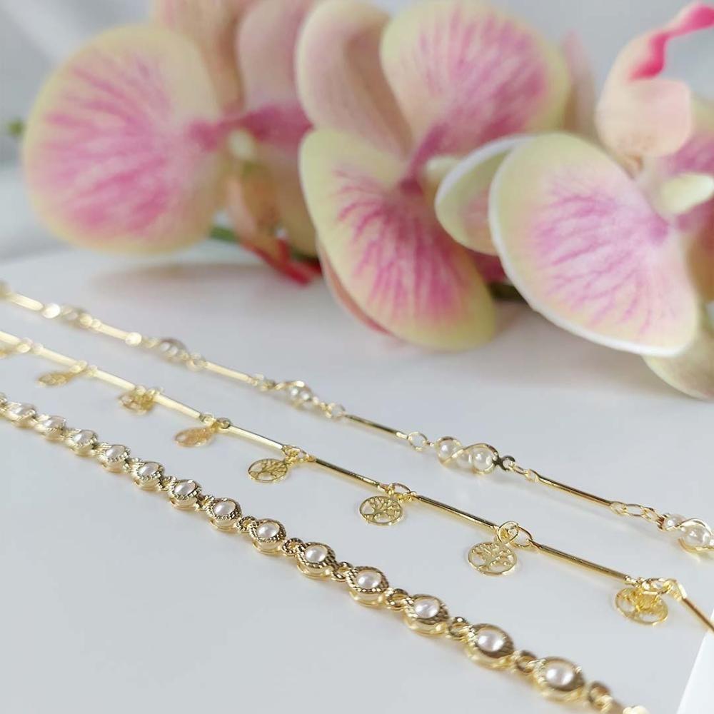 Colar Choker Com Mini Pérolas Na Corrente Folheado Em Ouro 18k [f027] - 3