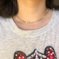 Colar Choker Com Mini Pérolas Na Corrente Folheado Em Ouro 18k [f027] - 2