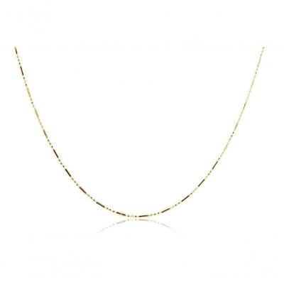 Colar Com Corrente De Bolinha E Palito Folheado Em Ouro 18k [f027]