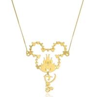 Colar Personalizado Mickey Com Castelo E Nome Folheado Em Ouro 18k [f027] - 1