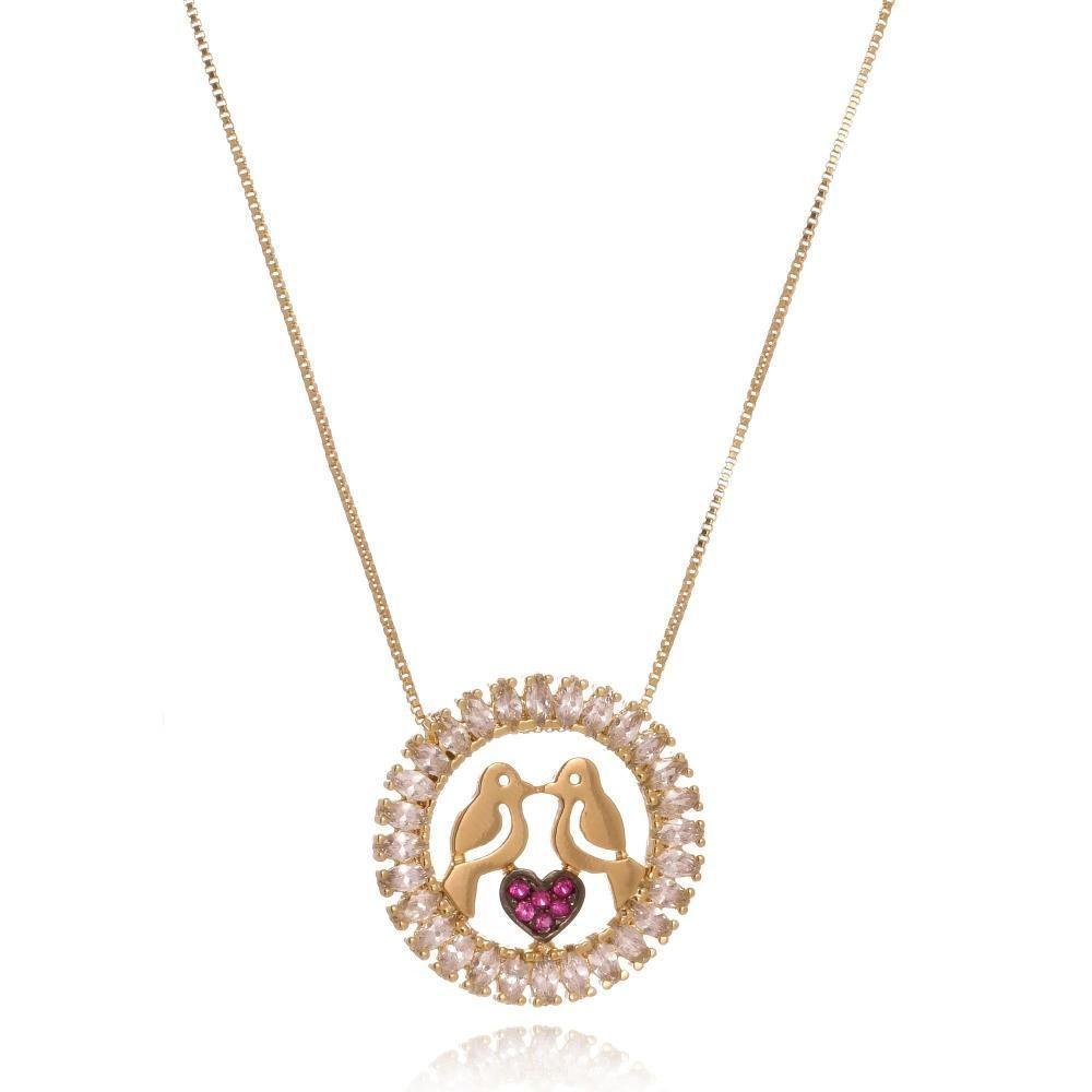 Colar Personalizado Passarinhos Apaixonados Trabalhado Em Zircônia [f027] - 1