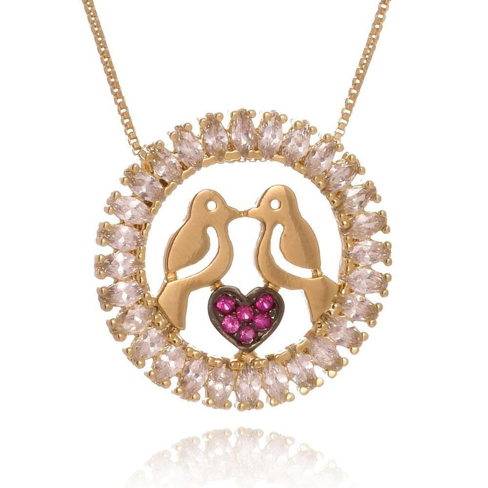 Colar Personalizado Passarinhos Apaixonados Trabalhado Em Zircônia [f027] - 2