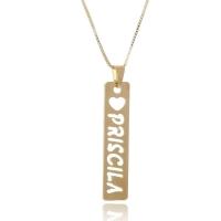 Colar Personalizado Retangular Com Coração E Nome Vazado Folheado Em Ouro 18k [f027] - 3