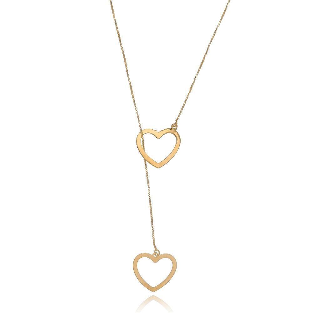 Colar Personalizado Regulável De Coração Vazado Folheado Em Ouro 18k [f027] - 1