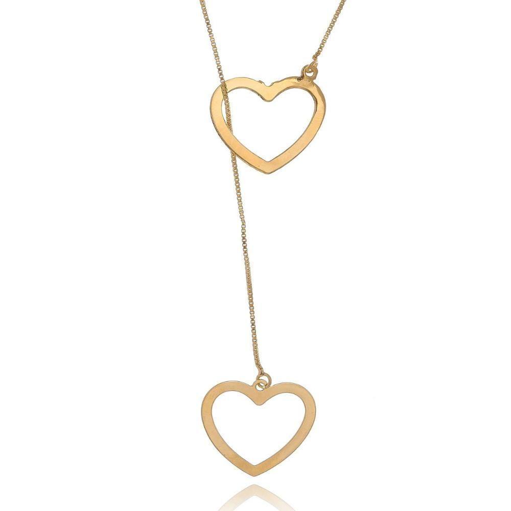 Colar Personalizado Regulável De Coração Vazado Folheado Em Ouro 18k [f027] - 3