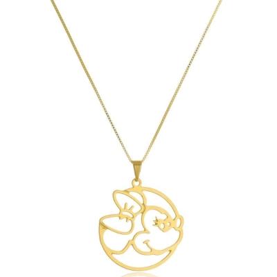Colar Personalizado Minnie Vazado Folheado Em Ouro 18k [f027]