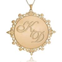 Colar Personalizado Mandala Chapado Com Iniciais Folheado Em Ouro 18k [f027] - 3