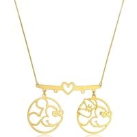 Colar Personalizado Mickey E Minnie Coração Folheado Em Ouro 18k [f027] - 1