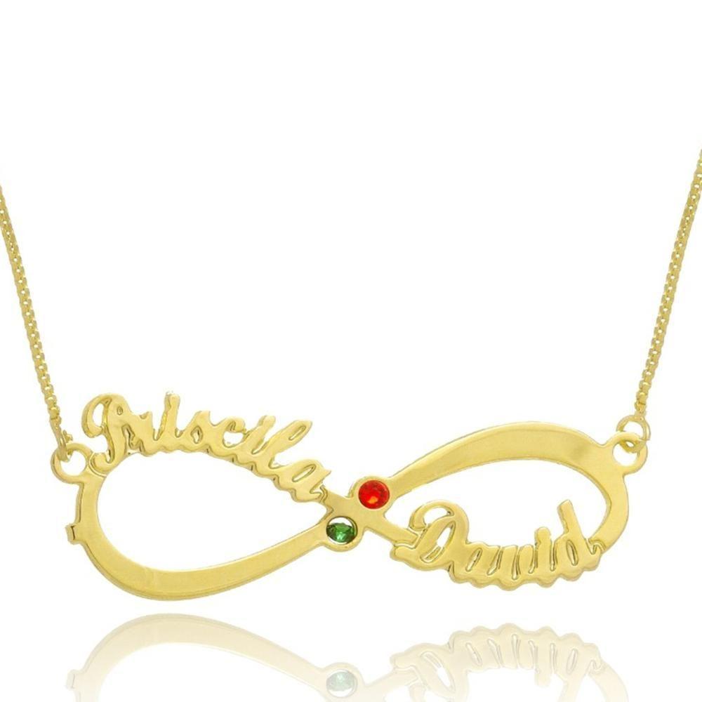 Colar Personalizado Infinito Com Nomes E Detalhe Em Zircônia [f027] - 2